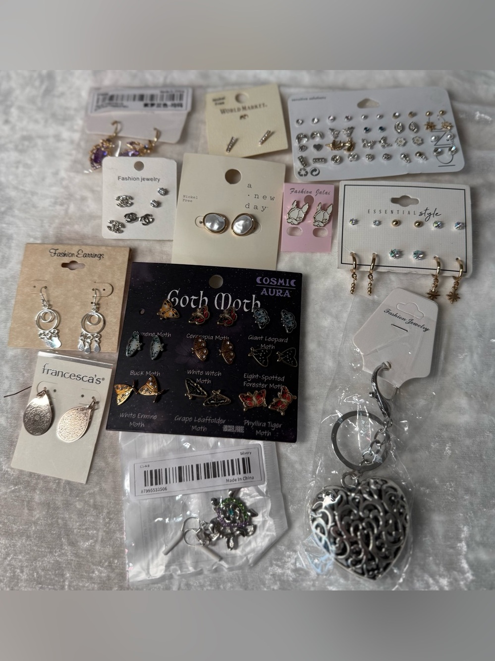Assorted Silver & Gold Tone Women’s Earring Lot Bag Charm Butterfly Dangling